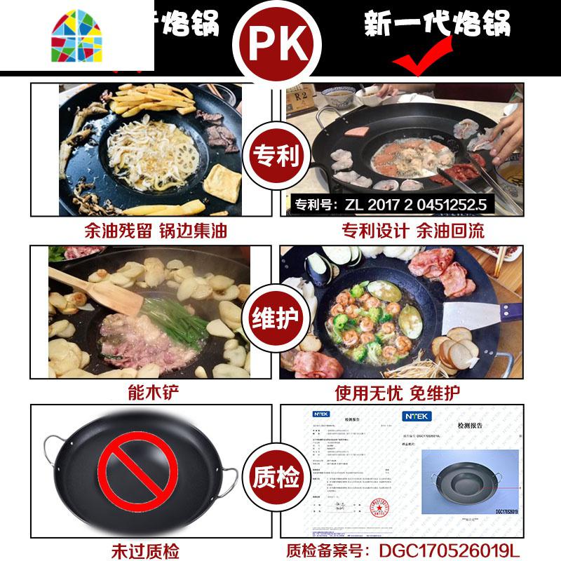 封后贵州烙洛罗锣锅不粘凹凸平底生铸铁炸土豆加厚家商电磁炉专用 FENGHO 平底45厘米加厚约5斤(1-4人)电磁炉煎锅高清大图