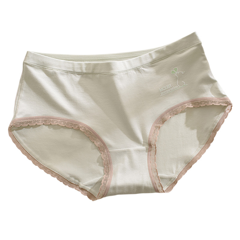 suntek4条装女生内裤少女中腰棉档日系色简约清新甜美学生三角底裤