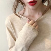 2021春秋薄款上衣打底衫女内搭长袖新款百搭洋气圆领外穿针织衫潮
