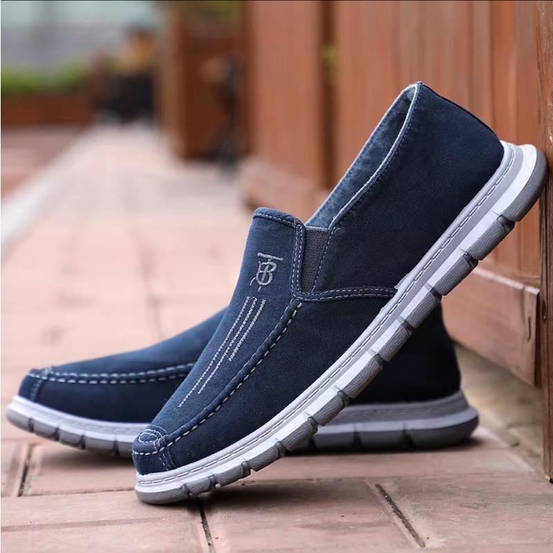 单鞋加绒透气帆布鞋男懒人鞋冬季老北京布鞋防滑耐磨低帮工作板鞋