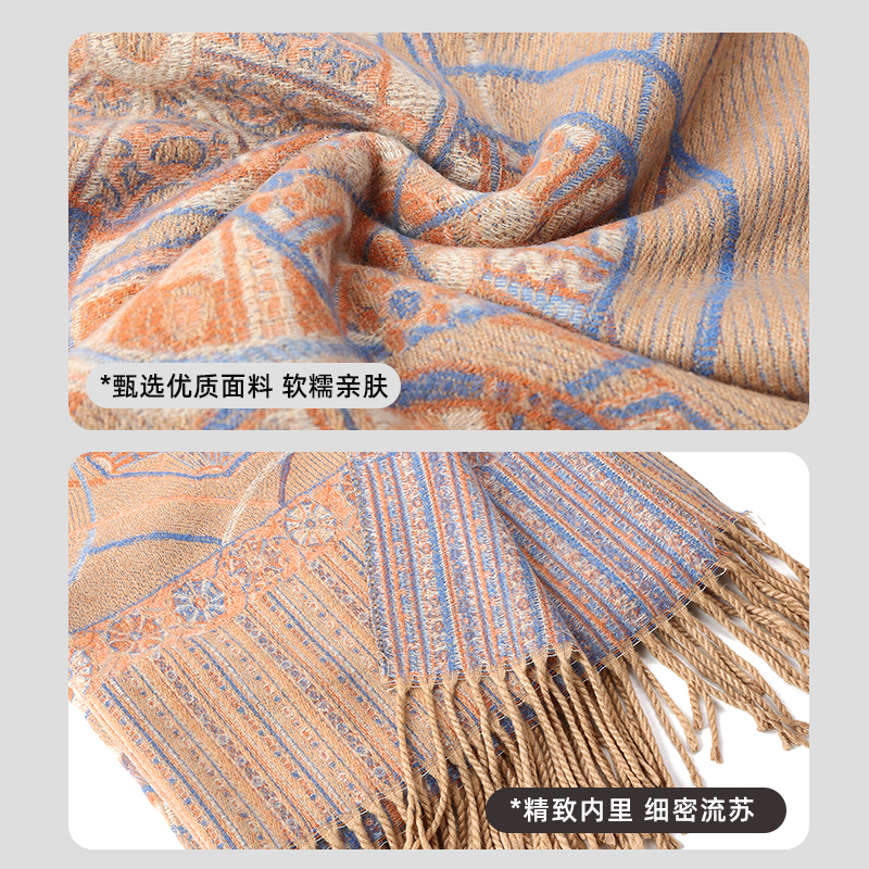 披肩女2025新款秋冬民族风保暖毯子斗篷披风冬季旅游外搭针织围保高清大图