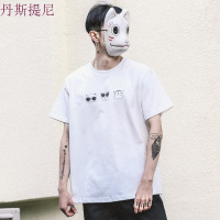东京衣柜男装夏季新款小猫印花宽松休闲短袖男潮流街头休闲T恤男