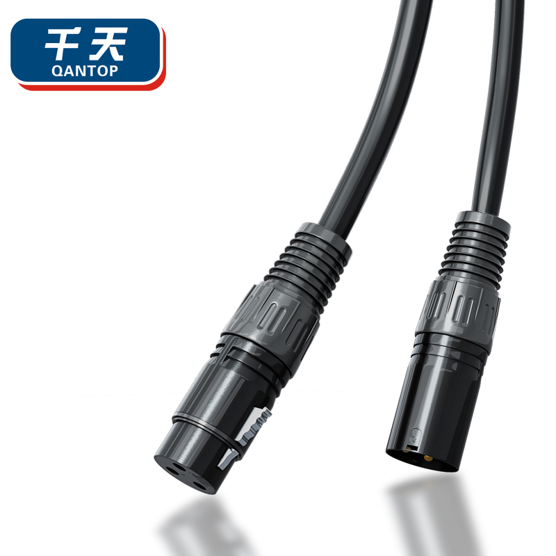 千天(QANTOP)3.5转卡侬母音频线 麦克风接电脑声卡连接线 3米黑色 QT-KNM004