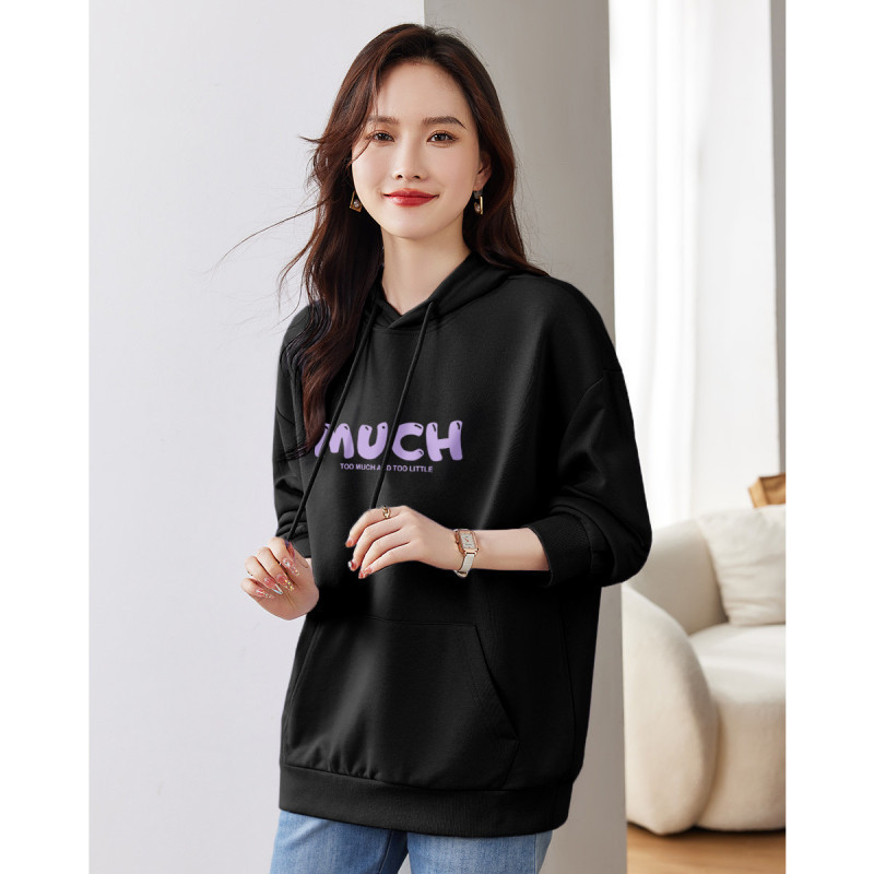 [1.5折价68元]唐狮秋季新款女连帽前胸字母卫衣百搭时尚减龄别致潮流韩系