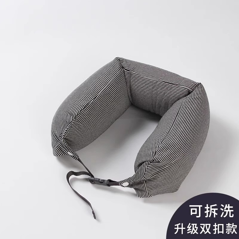 日式U型枕泡沫粒子枕纯棉多功能旅行枕u形枕护颈枕汽车飞机枕3759