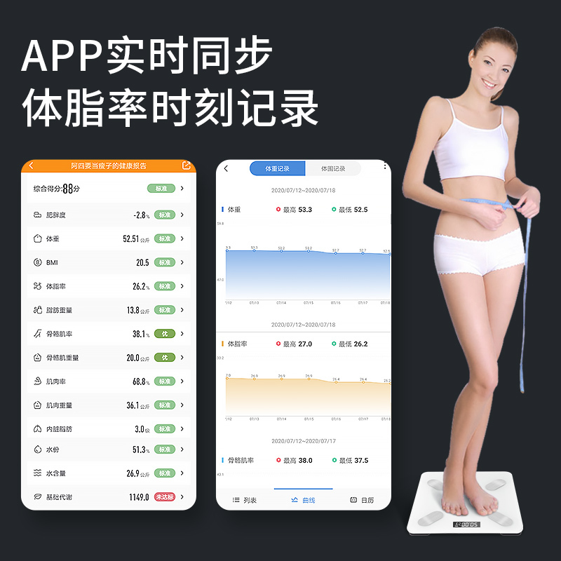 澳得迈(AODMA) 体脂秤WS-705白色高清大图