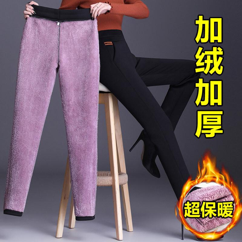 迪鲁奥(DILUAO)40岁50岁妈妈穿的加绒裤打底裤女秋冬加厚羔绒棉裤子中年妈妈外穿冬季高腰保暖女裤
