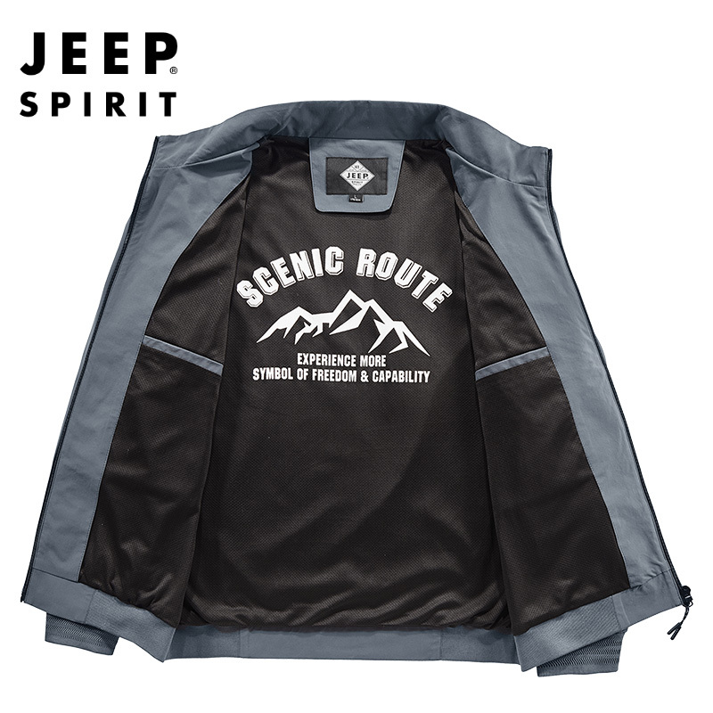 JEEP SPIRIT吉普男士夹克2021春秋新款立领轻质外套男青年休闲春装百搭潮男上衣