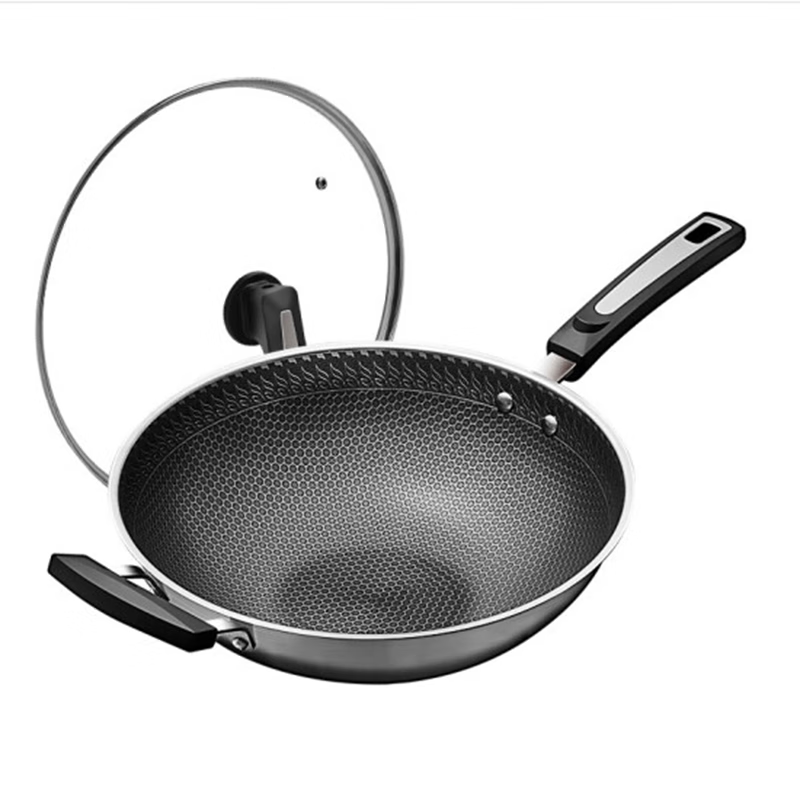 九阳(Joyoung)CF32C-CJ908圆底炒锅不粘锅蜂窝304不锈钢炒菜锅32cm明火专用