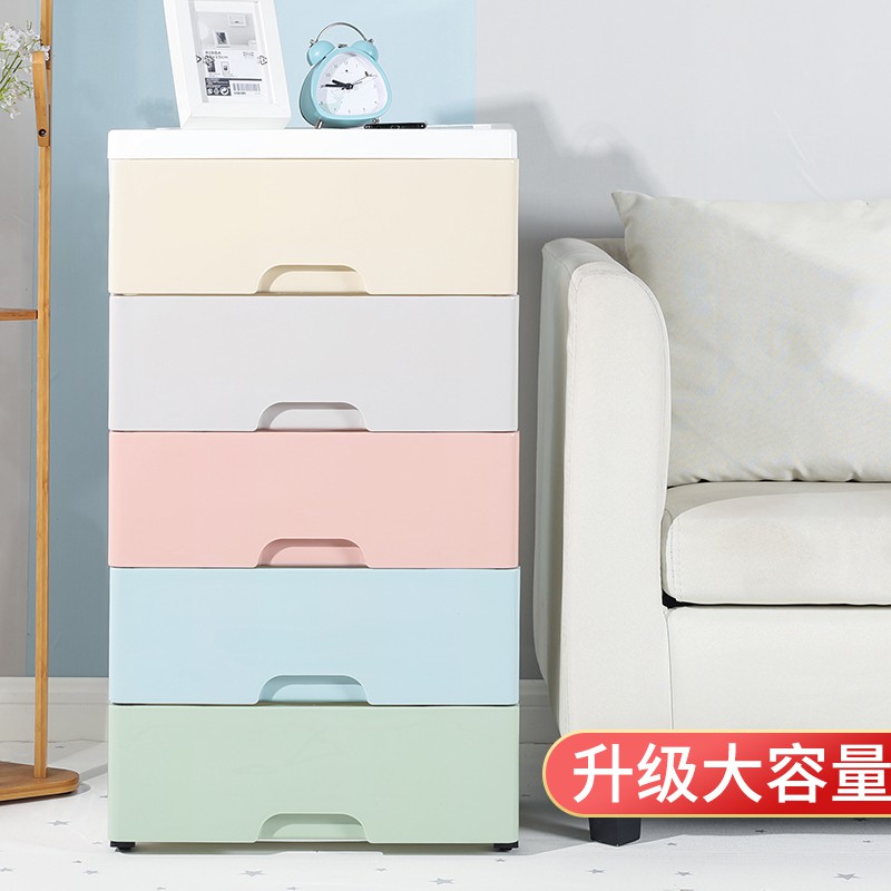 加厚抽屉式收纳柜子塑料宝宝婴儿儿童衣柜储物柜多层整理箱五斗柜收纳柜 三维工匠高清大图