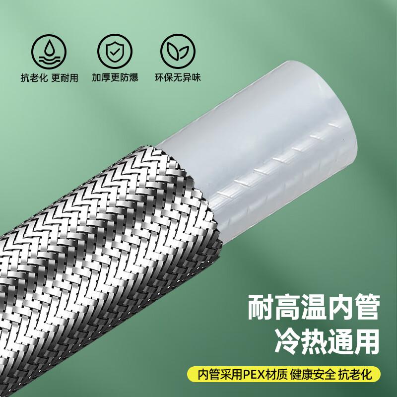 潜水艇(Submarine)冷热软水管 不锈钢编织自动止水4分进水马桶双孔面盆龙头上水管 防爆进水管40CM高清大图