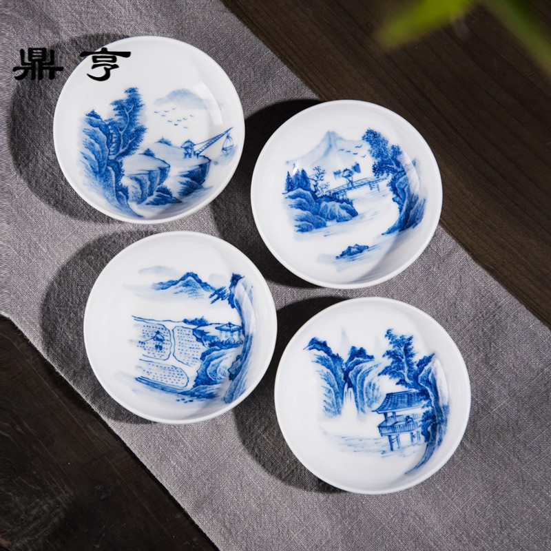 鼎亨景德镇功夫茶具手绘青花瓷山品茗杯小茶杯全手工功夫茶杯