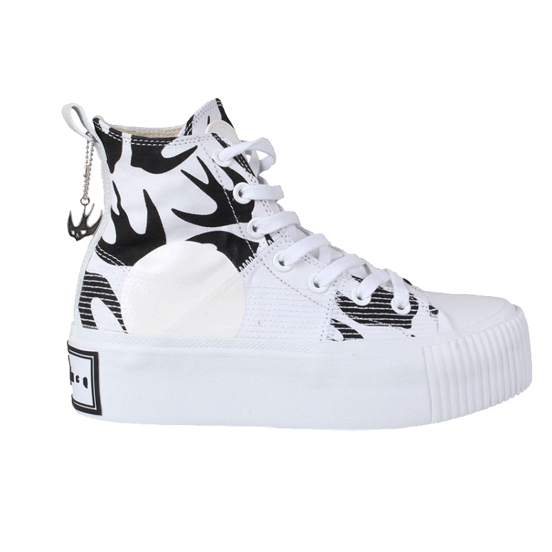 亚历山大麦昆alexandermcqueen新款白色帆布飞燕印花图案女士厚底运动