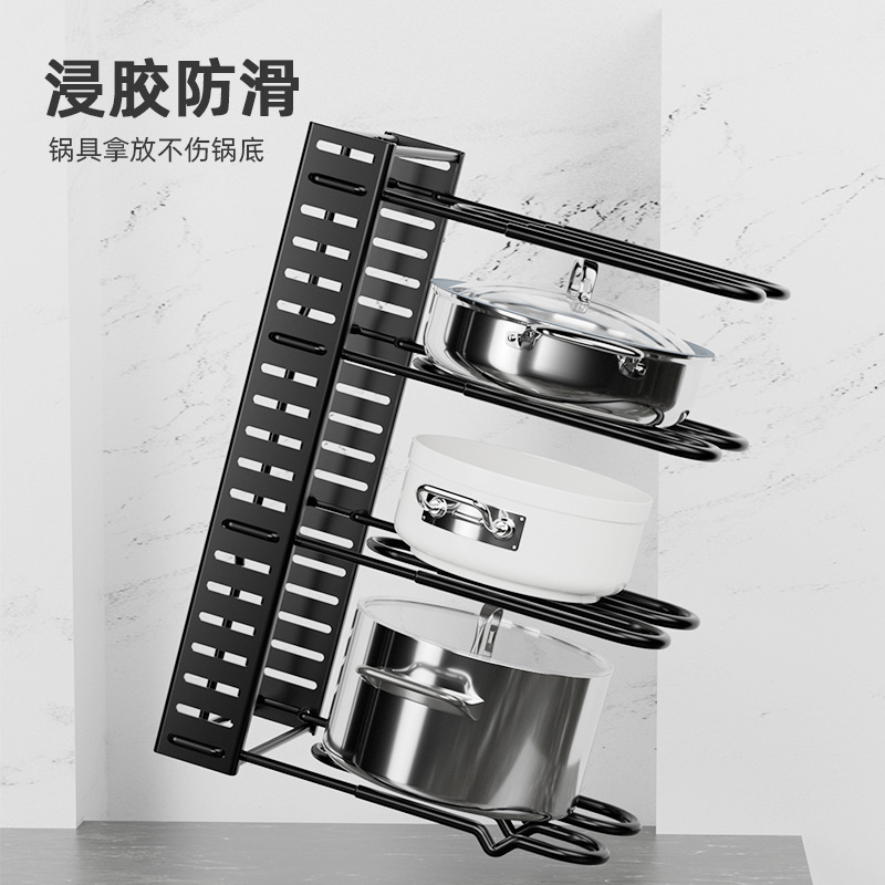 华普思艺可拆装折叠多层立式锅盖架厨房收纳架铁艺多功能台面锅架子置物架 八层[5.0mm线双边径D054]高清大图