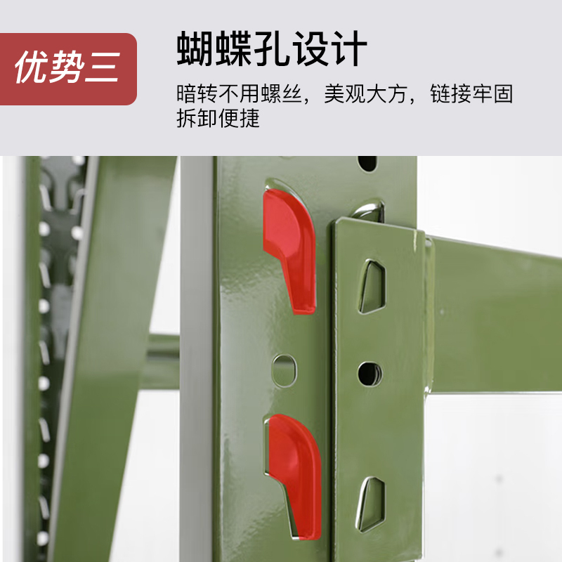 尔迈 移动带网仓储货架器材物资架军绿色装备架1.65*2*0.6m 300kg/层
