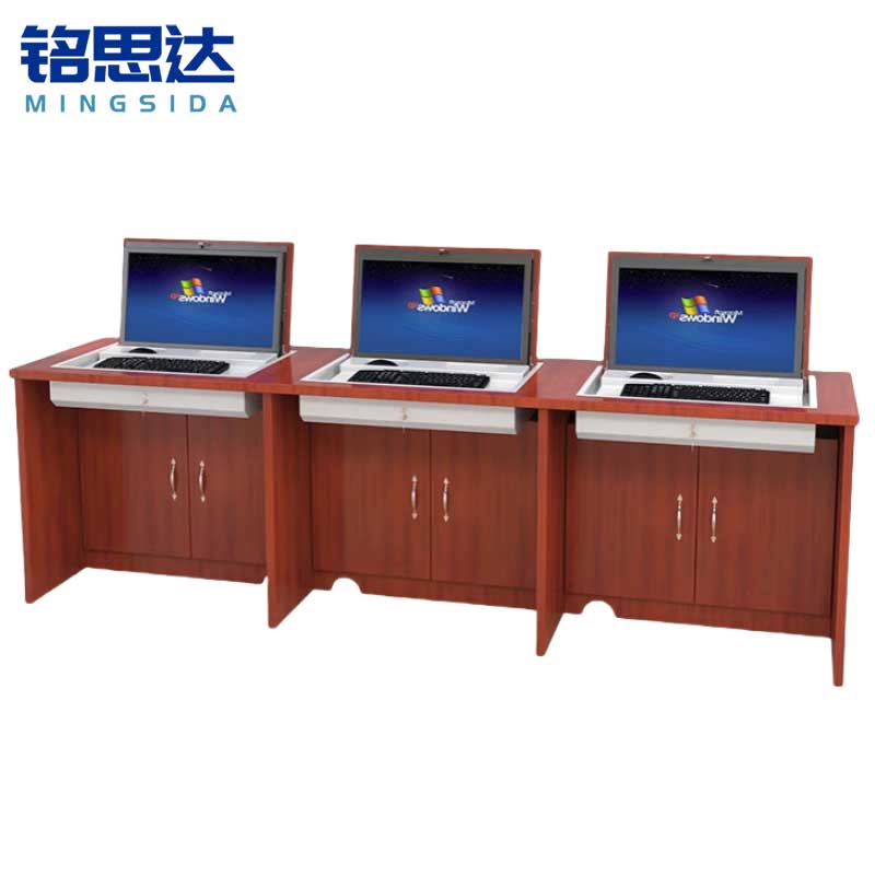 铭思达翻转电脑桌三人张高清大图