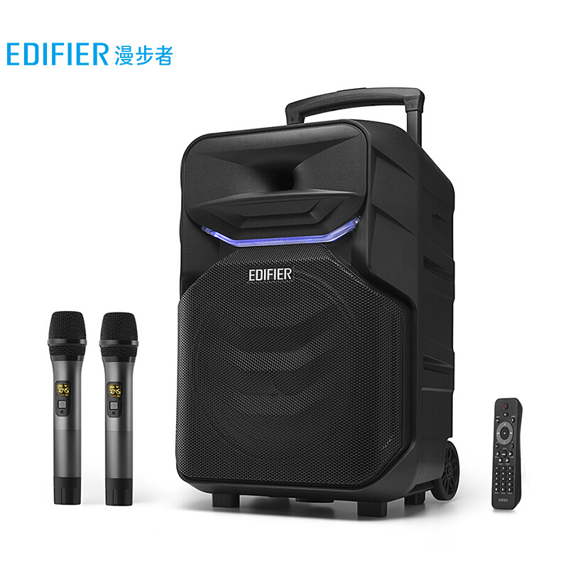 漫步者 (EDIFIER) PP312 12英寸户外移动多媒体音箱 广场舞音箱 蓝牙拉杆音响 便携音响 黑色(套)
