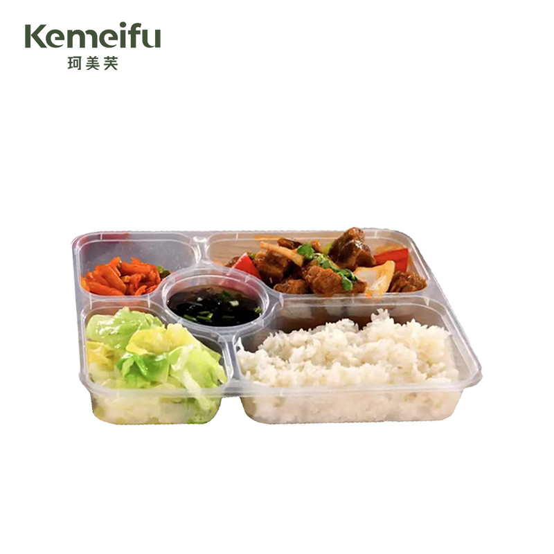 珂美芙 一次性餐盒 可带汤碗 五格150套/箱高清大图