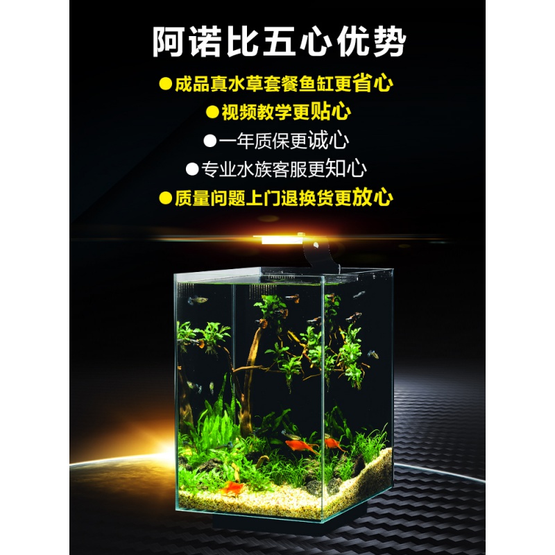 自循环生态鱼缸小型造景套餐家用客厅北欧风办公桌面水族箱高清大图