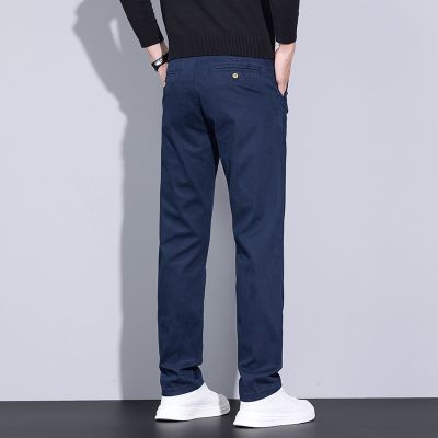 蓝色轻奢高级感休闲裤男商务休闲基础款百搭弹力商务中年长裤男士 31（2尺4）130斤 7825蓝色