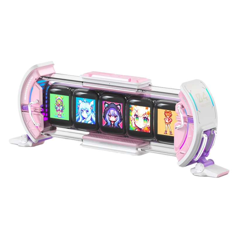 Divoom点音 时光之门任意门辉光管时钟电竞房装饰科技感电脑桌搭rgb氛围灯智能桌面潮玩摆件赛博朋克礼物 粉色高清大图