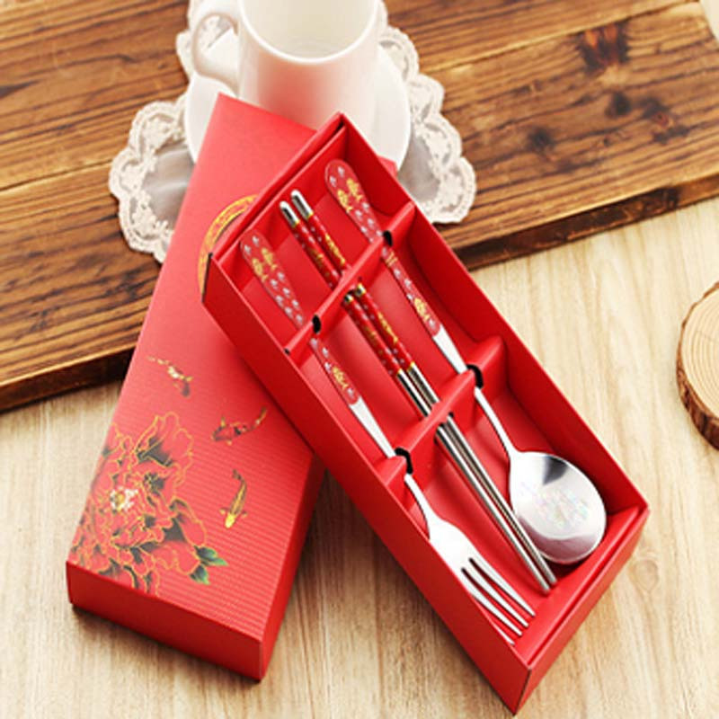 青花瓷餐具三件套
