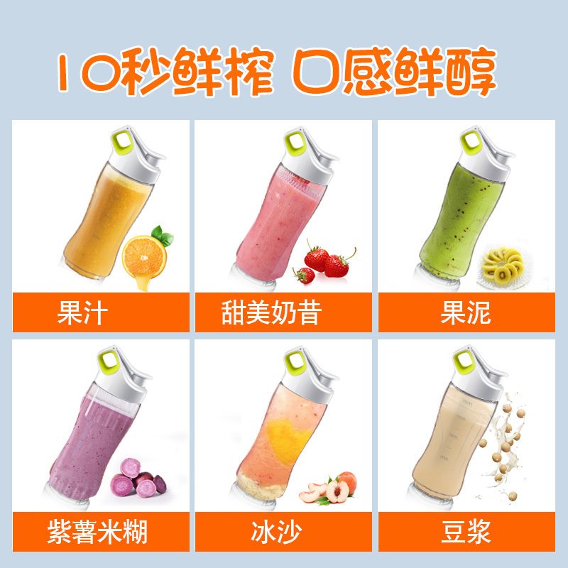小熊(Bear)榨汁机 LLJ-A05H1 便携式0.5升+0.3升随身双料理杯料理机 果汁杯迷你家用全自动榨汁杯随行杯