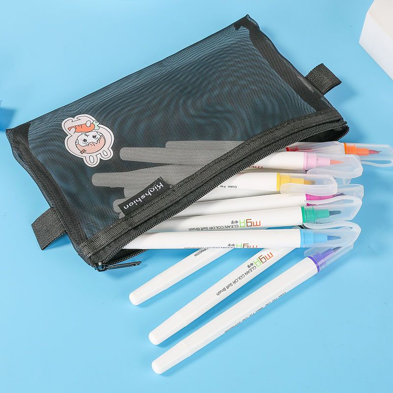 透明网纱考试笔袋男简约收纳袋女小学生铅笔盒初中高中生文具笔袋