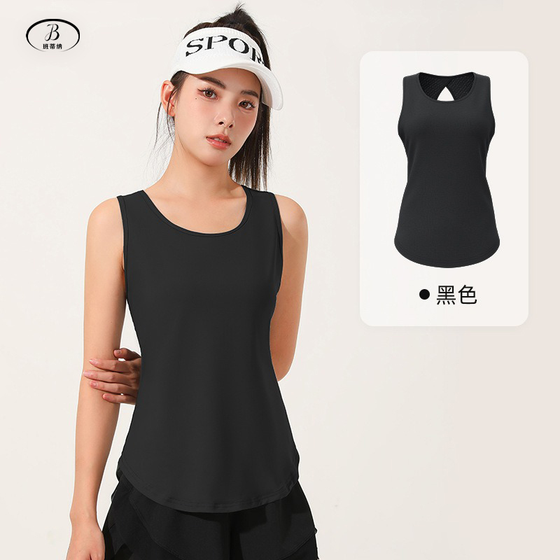 班蒂纳瑜伽服女修身显瘦运动有型瑜伽拼网背心JYMB008