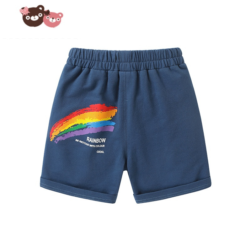 绿彩虹光婴儿衣服中裤短裤夏装男童女宝宝休闲小童儿童幼儿薄款裤子