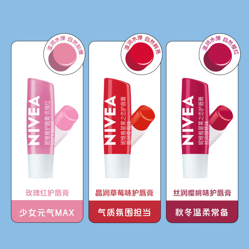 妮维雅(NIVEA)丝润樱桃唇膏4.8g 身体润肤乳