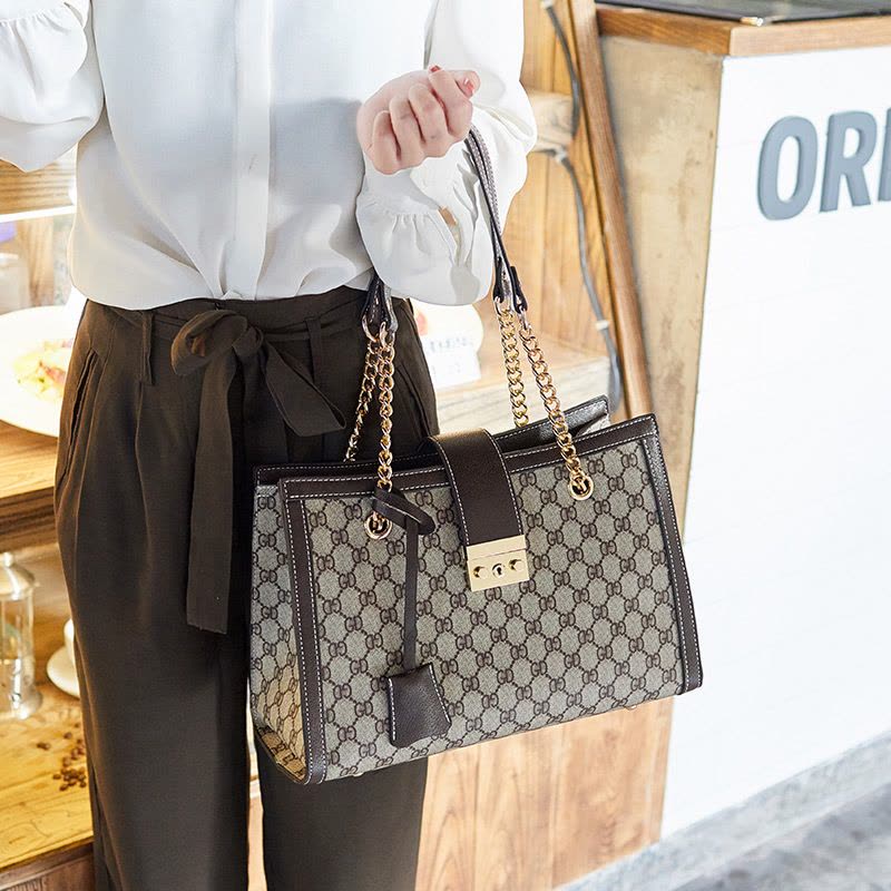 斯妮拉 欧美时尚新款包包女包手提包女斜挎包女百搭质感五金锁扣耐磨防盗大容量链条单肩包女图片