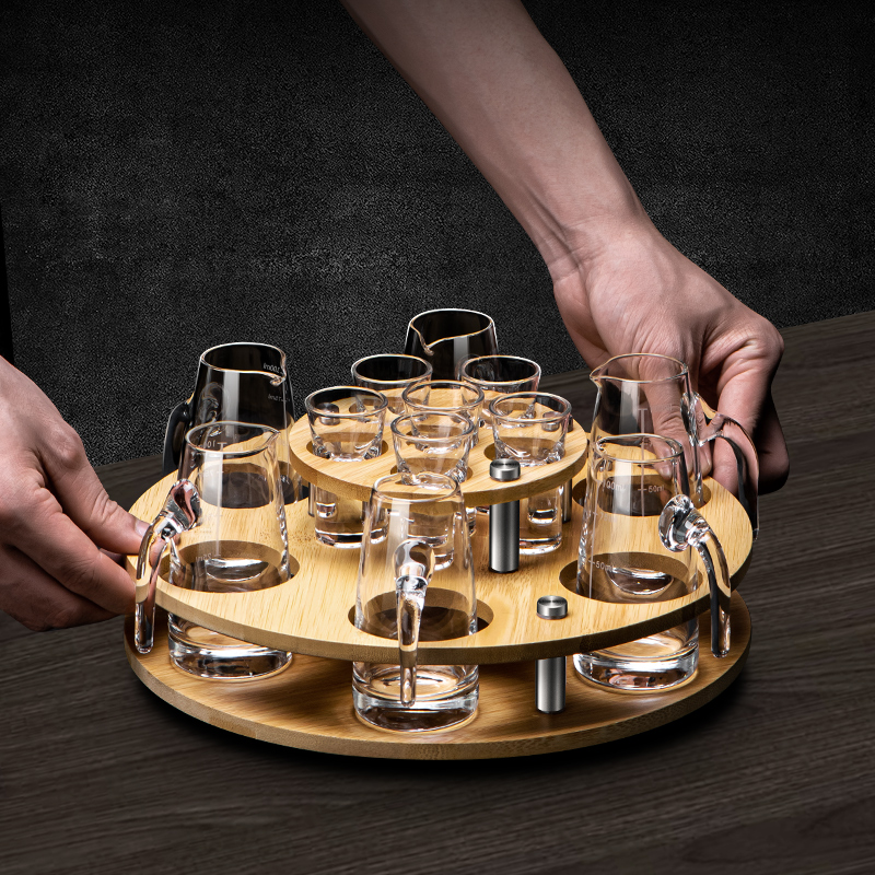 水晶白酒杯套装家用创意白酒分酒器轻奢 [10壶10杯+团圆杯架]100ML水晶分酒器+15ML子弹杯高清大图