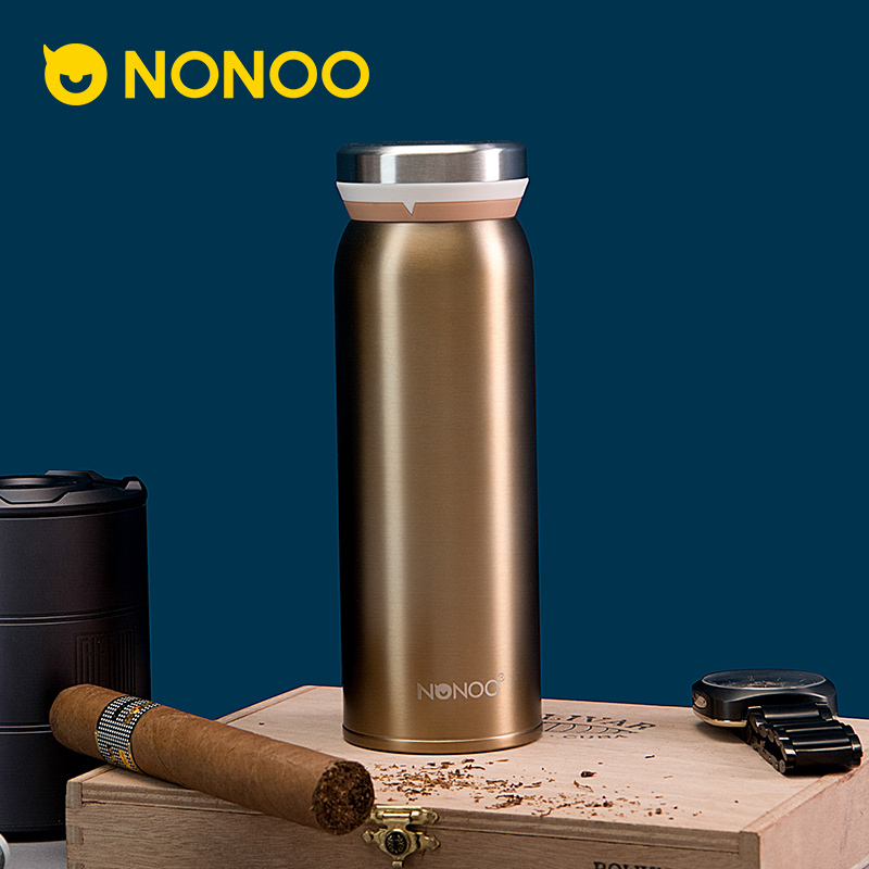 nonoo新品保温杯保冷杯纯色直身轻量便携大容量商务家用送礼 雅金