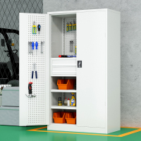 振奥 工具柜重型工具柜五金零件柜多功能加厚车间置物柜 1800x1000x500mm/台(三层二抽带挂板灰白)