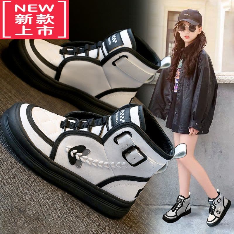 可莉允女童短靴2022年秋冬新款儿童靴子马丁靴二棉加绒中大童女童鞋冬季图片