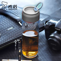 希诺单层玻璃杯耐热玻璃带盖带提环便携水杯不保温创意杯子办公泡茶杯水晶礼品杯子可定制 XN-6030/6032/6037