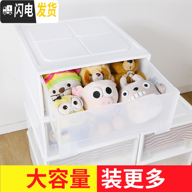 三维工匠大号塑料收纳箱抽屉式透明衣柜婴儿童储物箱玩具收纳盒衣服整理高清大图