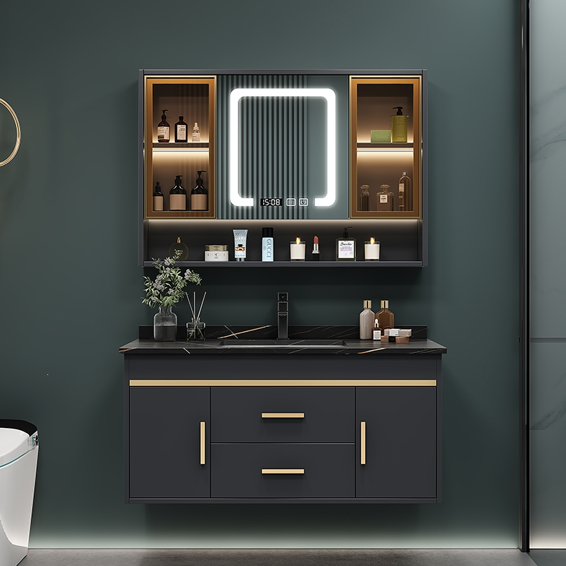 东映之画轻奢卫生间岩板浴室柜组合现代简约洗手洗脸盆一体洗漱台智能