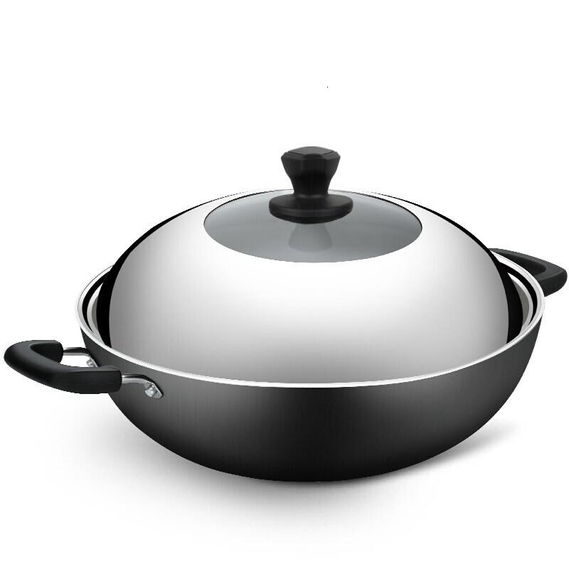 [新品]炊大皇(COOKER KING) 炒锅大容量双耳铁锅无涂层不粘锅大容量铸铁锅炒菜锅电磁炉通用 双耳40cm高清大图