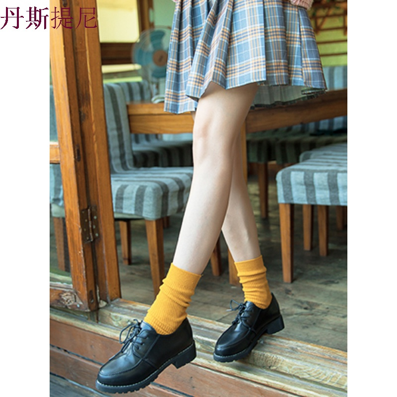 袜子女中筒袜棉韩版学院风黑色堆堆袜薄款韩国日系长袜百搭春秋