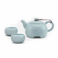 东道 汝窑圆融一壶两杯组 汝窑景德镇陶瓷 冰裂釉 功夫茶具 冰裂纹 茶组茶具整套茶具 否