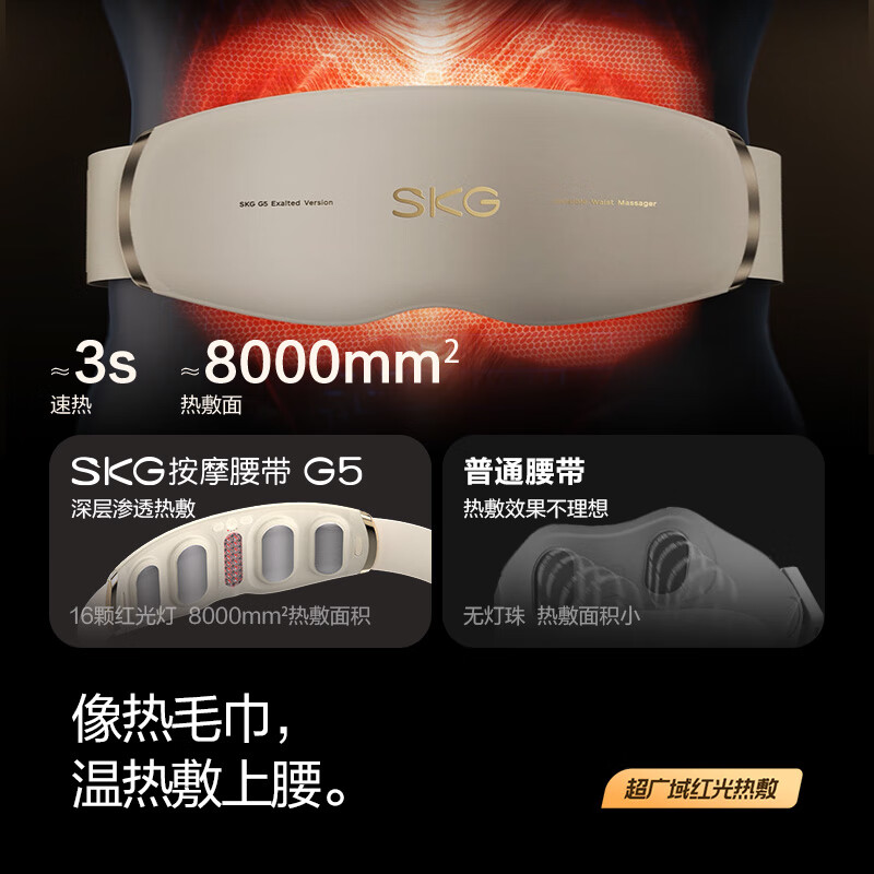 SKG G5系列1代 腰部按摩仪 珍珠白高清大图