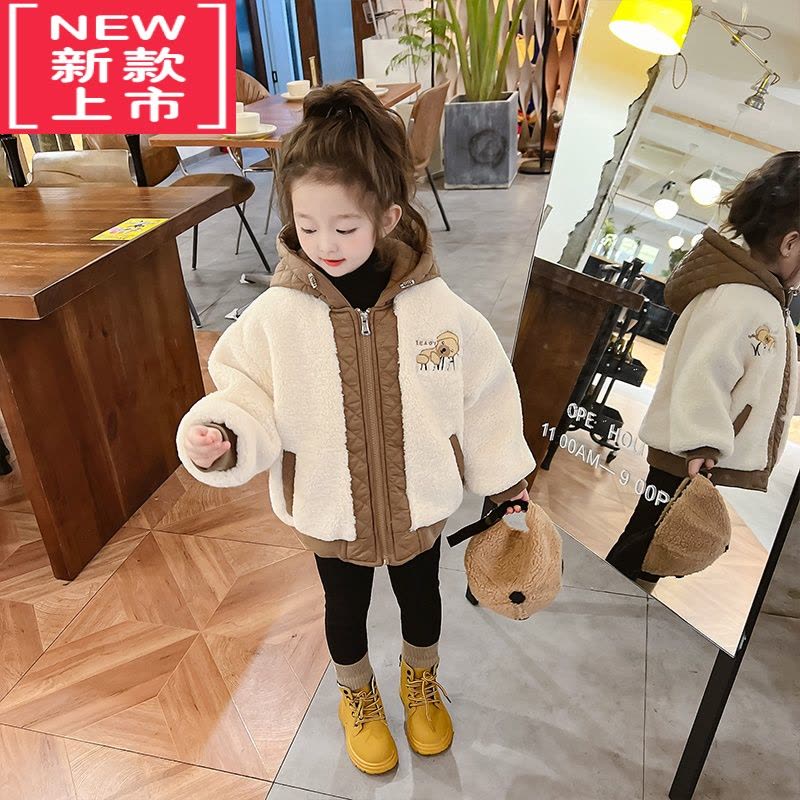 可莉允女童外套2022新款冬季羊羔毛女宝宝棉服加厚棉袄洋气儿童冬装棉衣图片