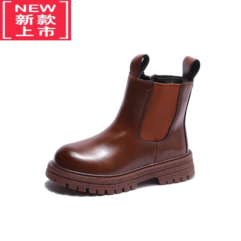 可莉允韩版时尚儿童靴子2022秋冬季男女童英伦风马丁靴学生加绒款烟筒靴图片