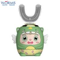 worms儿童牙刷u形电动宝宝刷牙神器婴幼儿自动声波2-6-14岁U型充电式 小飞龙 礼盒装(2-14岁通用)