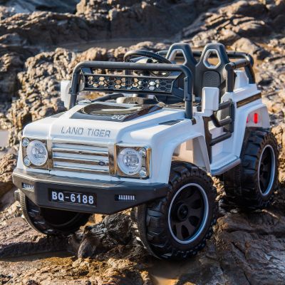 新款儿童电动车3-4-5-6-7岁电动汽车四驱动宝宝男女小孩四轮车可坐人带音乐玩具车越野车 qike 米白色12v7a