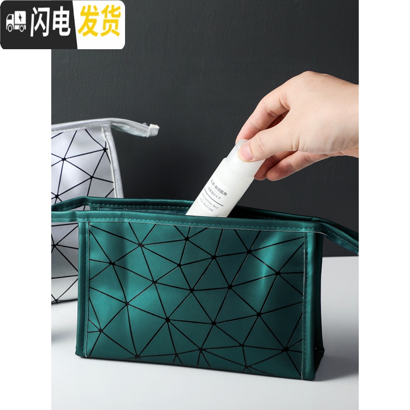 三维工匠化妆包女便携大容量洗漱包手提防水补妆袋化妆品口红收纳包高清大图