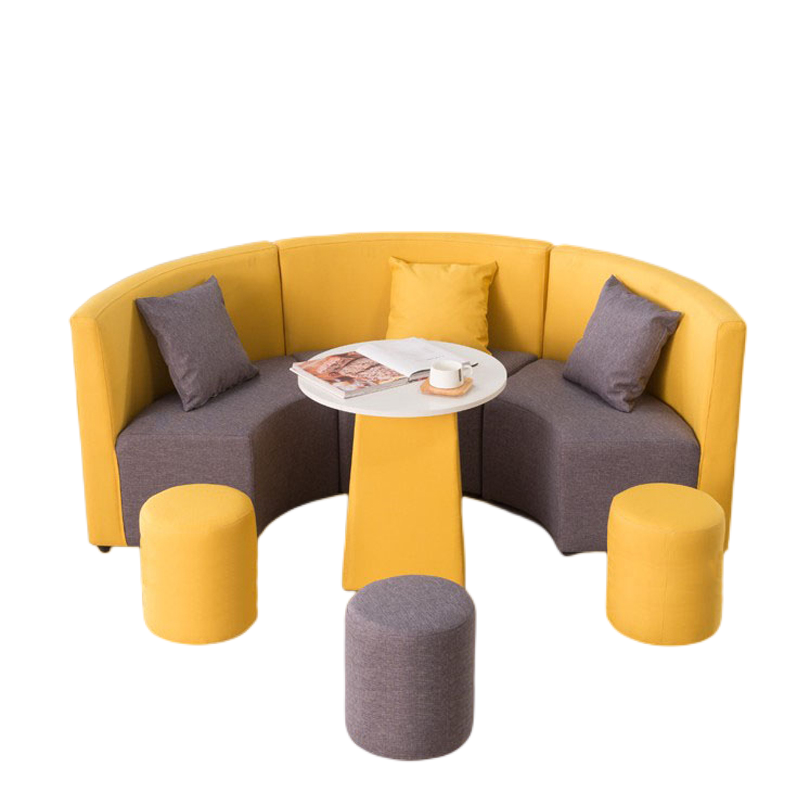 质凡个性创意培训机构休息接待洽谈区 S型沙发+茶几+4圆凳 3700mm高清大图