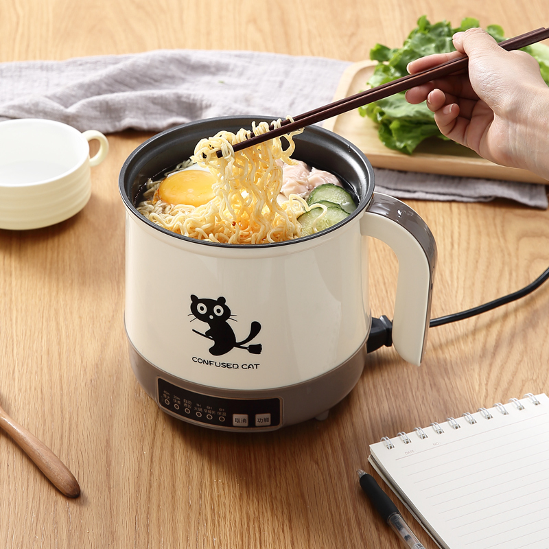 电饭煲小电饭锅1人2家用多功能小型迷你单智能全自动宿舍炒菜一体 [一体手动款]咖啡色